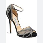 Jimmy Choo Mustique Glitter Mesh Peep Toe Heels