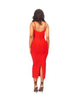 Cut-Out Under Bust Red Bandage Midi Dress - Image 3