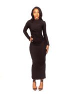 Side Ruffled Bodycon Midi Dress