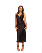 Black Silk Midi Dress